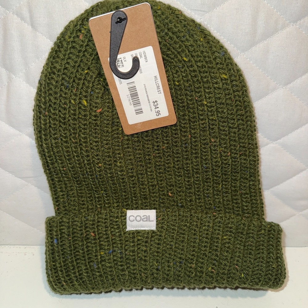 Coal The Shoreline Beanie‎ OSFM Rib Knit Speckled Wool Blend Green
